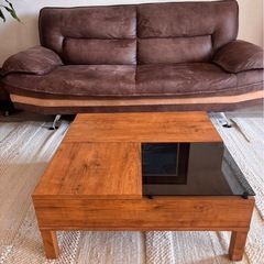 【早い者勝ち】ソファ＋テーブルセット｜3人掛け｜引き取り限定の画像