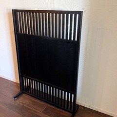 衝立 間仕切り　ブラック 木製 格子状 幅90ｃｍ 高さ 122ｃｍの画像