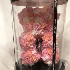 フラワードール ローズベア ピンク　薔薇 人形 ブリザードフラワー くま 造花の画像