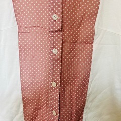 ドット柄 切替ブラウス Lサイズ 七分袖 シャツ ピンク ホワイト レディースの画像