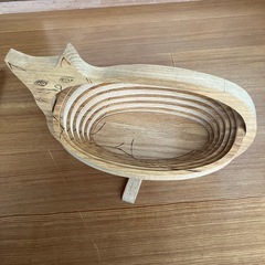 新品未使用品‼️猫🐱ウッド折りたたみフルーツバスケットの画像
