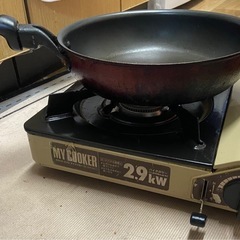 (話し中)ガスコンロと鍋のセットの画像