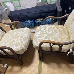 籐製家具、応接用、ソファセット、1人掛け×2 2人掛け×1の画像