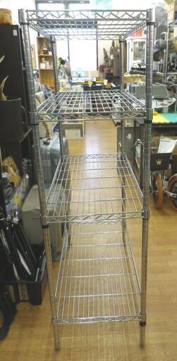 4段 スチールラック 幅90×高165㎝ シルバー 収納棚 シェルフ アルミラック 西岡店