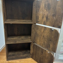 扉つき3段カラーボックス（焦茶）の画像