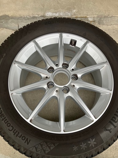 バリ山 美品 ベンツ W247 Bクラス等 コンチネンタル 2023年製 スタッドレス 16×6.5J  ET44  5H PCD112 アルミ 4本 セット