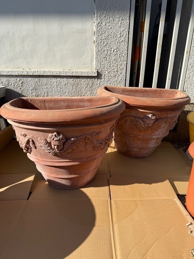 イタリア製 テラコッタ植木鉢2点セット