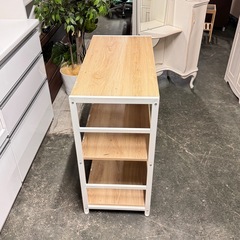 A2176 🌟激安‼️ コーナンオリジナル LIFELEX 棚 ラック アイアンラック 3段 ホワイト 木目調 スチール製フレーム 収納 シェルフ オープンラック🌟の画像