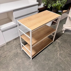 A2176 🌟激安‼️ コーナンオリジナル LIFELEX 棚 ラック アイアンラック 3段 ホワイト 木目調 スチール製フレーム 収納 シェルフ オープンラック🌟の画像