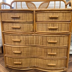 1280ラタン風5段チェスト ※破損ありの画像