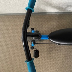 青色の三輪車の画像