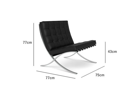 【極美品】バルセロナチェア リプロダクト｜ブラック オットマン付き　デザイナーズ家具