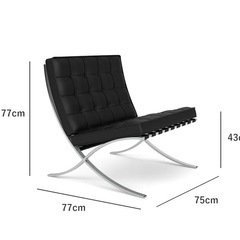 【極美品】バルセロナチェア リプロダクト｜ブラック オットマン付き　デザイナーズ家具の画像