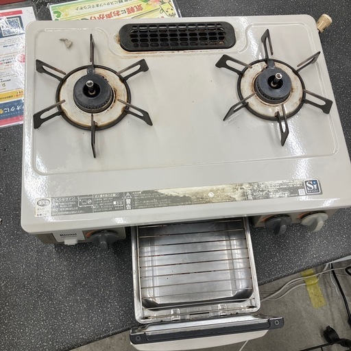 今2603-741 Rinnai ガステーブル LPガス用 KGM563BEL 2018年製 動作確認済み キズ汚れ有り