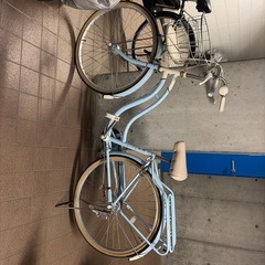 自転車　水色　小学生　中学生　　カゴ付き　　大人サイズ
の画像