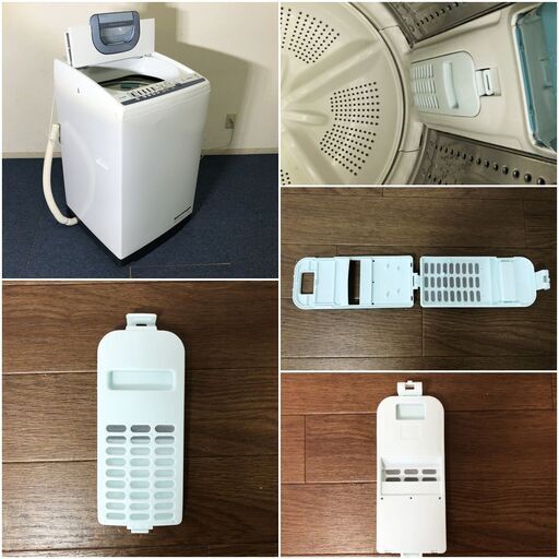 HITACHI 全自動洗濯機 NW-T74「白い約束」7.0㎏ ブルー 日立洗濯機シャワー浸透洗浄・風脱水・ほぐし脱水2019年製 清掃/動作確認済み