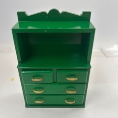【ドリーム池田店♪ジモティ割対象】 シルバニアファミリー 緑家具 食器棚セット  レトロ 初期【30929】の画像