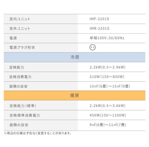 2025年製　新品未開封 エアコン　6畳用 2.2kW アイリスオーヤマ IHF-2201S