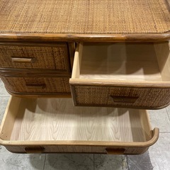 レトロ ラタン タンス 衣類収納棚 収納棚の画像