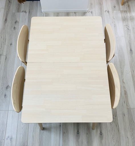 【値下げしました】【LOWYA】伸縮ダイニングテーブルセット（120cm〜160cm）椅子3脚付き