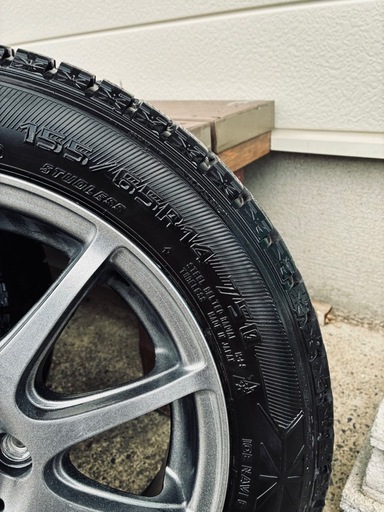 スタッドレスタイヤ+アルミ　155/65R14 バリ山
