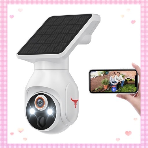 2K 防犯カメラ 屋外 ソーラー一体型 高効率ソーラー充電 フル