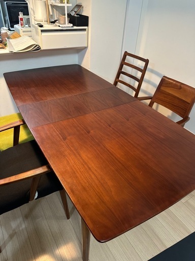 大塚家具 ダイニングセット 4人用 伸長式テーブル 椅子4脚＋カバー付き
