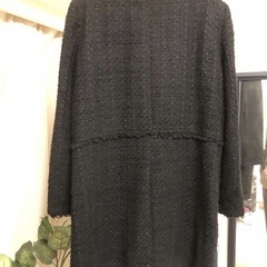 ZARA WOMAN　ツイードコート BLACK L ノーカラー ザラ 黒の画像