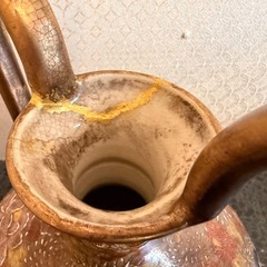 【GO-1530】九谷錦園 花瓶 花入 金継ぎ 薩摩焼風の画像