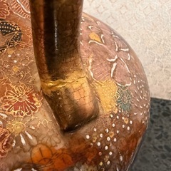 【GO-1530】九谷錦園 花瓶 花入 金継ぎ 薩摩焼風の画像