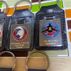 【希少品！平成】航空自衛隊 5点セット まとめて メタルキーホルダー 本革の画像