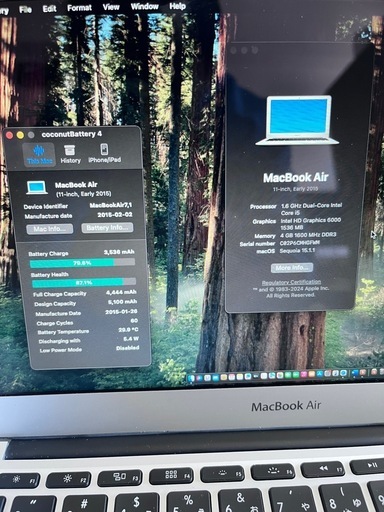MacBook Air 11インチ (2015) Core i5 最新OS・バッテリー良好 箱・充電器付き