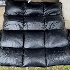 【無料】レザー リクライニング ブラック ソファー 二人掛けの画像