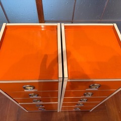 【GO-1635】5段チェスト オレンジ 昭和レトロ レトロポップ 収納の画像