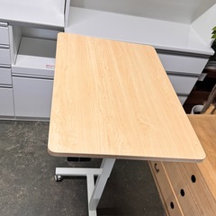 A2187🌟激安‼️ 昇降デスク伸縮 ガス圧式 キャスター付き スタンディングデスク ナチュラル🌟の画像