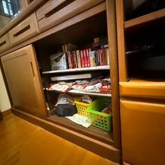 【締切前日：格安 横浜・東戸塚引渡し】家具製造業者製品：引戸スタイル レトロ食器棚 幅1200mm 高1950mm奥行400-430mmの画像