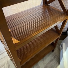 バンブーブックシェルフ　無垢材 アジアン家具 バリ リゾート 天然木 チーク材の画像