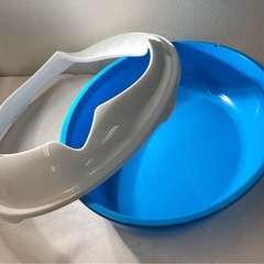 猫用トイレ　オープンタイプ　ブルー×ホワイトの画像