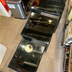 ネストテーブル 3点セット ブラック サイドテーブル ローテーブル 入れ子テーブル モダン スペースエイジ ミッドセンチュリー Nest Table Set Black Side Table Low Table の画像