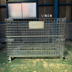 新品メッシュパレットW1200×1000×900mm　鉄カゴ　パレティーナ　折畳み可　段積み可 景行商事の画像