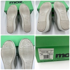 美品✨ moz モズ スニーカー 23cm ベージュ エルク刺繍 軽量の画像