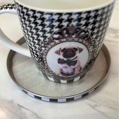 おしゃれ　犬柄　マグカップ　蓋付き入れ物の画像