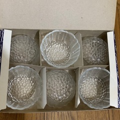 日本製 TOYO GLASSWARE 磯ふぶき 小付鉢 6個セット 昭和レトロ ガラス小鉢の画像