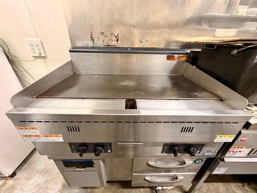 奄美【島内限定・引取歓迎】ガスグリドル 冷蔵ドロワーコールドテーブルセット｜清掃済！