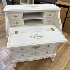 ライティングビューローデスク　ホワイト　ロココ調の画像