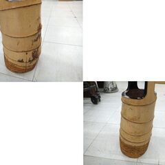 現状品 華道 竹製花器 二重切 根付 池坊 花器 いけばな 竹2段 切根付 銅筒 高さ約79㎝ 苫小牧西店の画像