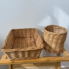ラタンカゴ　2点セットの画像