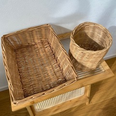 ラタンカゴ　2点セットの画像