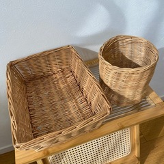 ラタンカゴ　2点セットの画像