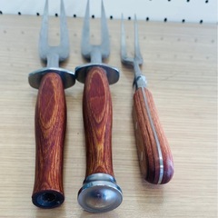 3個　木柄 カービングフォークの画像